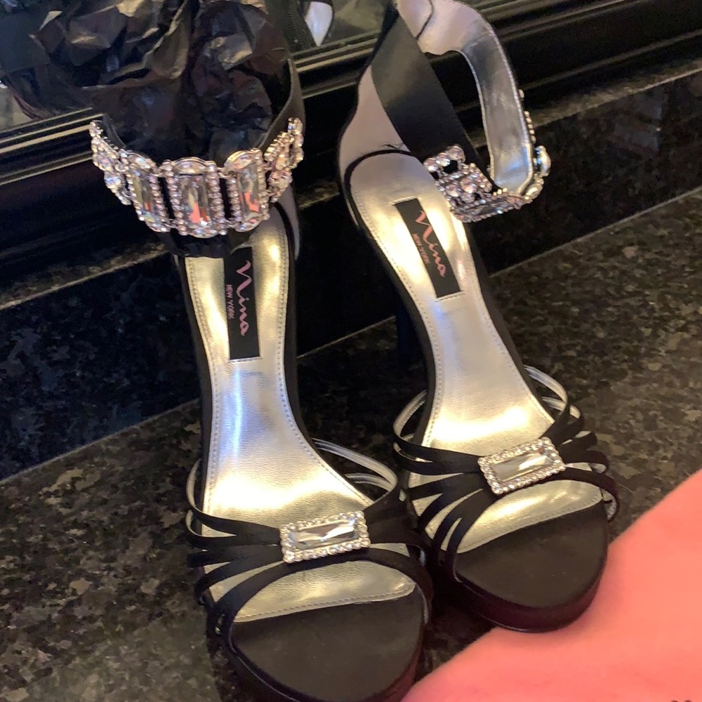 Nina Stilettos with Jewelled Ankle bands and peep toe /strappy